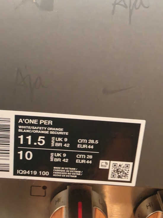 Nike Shoes - Nike A'One Per White and Safety Orange Box Label Art